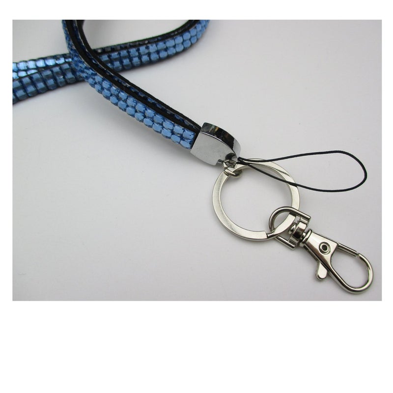 ALL in ONE Rhinestone Lanyard Bling Crystal Necklace + Badge Reel + Card Holder for Business Id/Key (Blue) - Image 2
